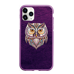 Чехол iPhone 11 Pro матовый Расписная сова, цвет: 3D-фиолетовый