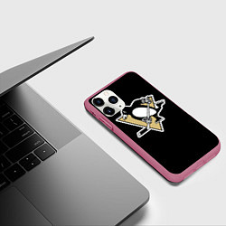 Чехол iPhone 11 Pro матовый Pittsburgh Penguins: Crosby, цвет: 3D-малиновый — фото 2