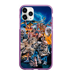 Чехол iPhone 11 Pro матовый Iron Maiden: Skeletons, цвет: 3D-фиолетовый