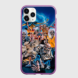 Чехол iPhone 11 Pro матовый Iron Maiden: Skeletons, цвет: 3D-фиолетовый