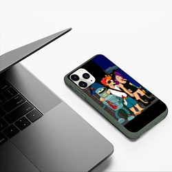 Чехол iPhone 11 Pro матовый Футурама пати, цвет: 3D-темно-зеленый — фото 2