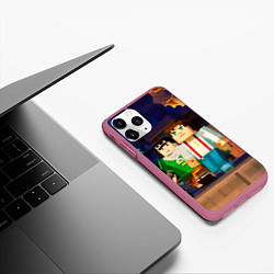 Чехол iPhone 11 Pro матовый Minecraft Men's, цвет: 3D-малиновый — фото 2