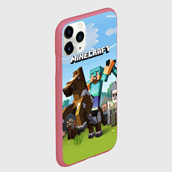 Чехол iPhone 11 Pro матовый Minecraft Rider, цвет: 3D-малиновый — фото 2