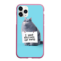 Чехол iPhone 11 Pro матовый I have resing cat face, цвет: 3D-малиновый