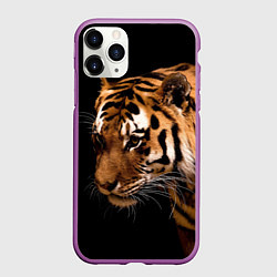 Чехол iPhone 11 Pro матовый Тигрица, цвет: 3D-фиолетовый
