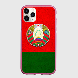 Чехол iPhone 11 Pro матовый Герб Беларуси, цвет: 3D-малиновый