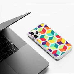 Чехол iPhone 11 Pro матовый 3D кубы, цвет: 3D-белый — фото 2