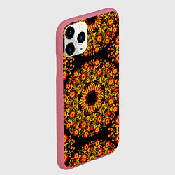 Чехол iPhone 11 Pro матовый Хохлома Роспись, цвет: 3D-малиновый — фото 2