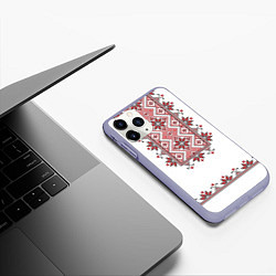 Чехол iPhone 11 Pro матовый Вышивка 41, цвет: 3D-светло-сиреневый — фото 2