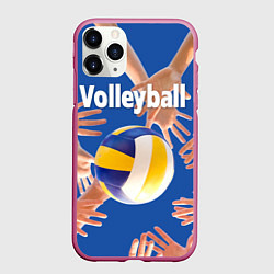Чехол iPhone 11 Pro матовый Волейбол играют все, цвет: 3D-малиновый