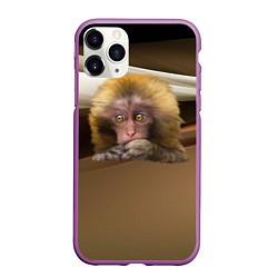 Чехол iPhone 11 Pro матовый Мартышка, цвет: 3D-фиолетовый