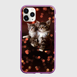 Чехол iPhone 11 Pro матовый Котята, цвет: 3D-фиолетовый