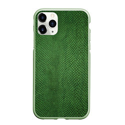 Чехол iPhone 11 Pro матовый Змеиная зеленая кожа, цвет: 3D-салатовый