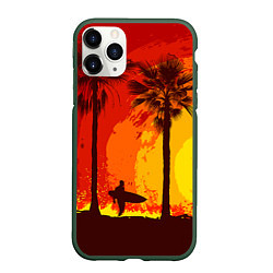 Чехол iPhone 11 Pro матовый Summer Surf, цвет: 3D-темно-зеленый