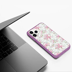 Чехол iPhone 11 Pro матовый Flower pattern, цвет: 3D-фиолетовый — фото 2