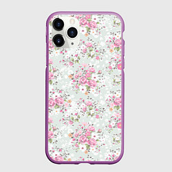 Чехол iPhone 11 Pro матовый Flower pattern, цвет: 3D-фиолетовый