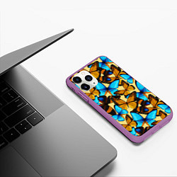 Чехол iPhone 11 Pro матовый Бабочки, цвет: 3D-фиолетовый — фото 2