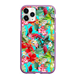 Чехол iPhone 11 Pro матовый Тропический мир, цвет: 3D-фиолетовый