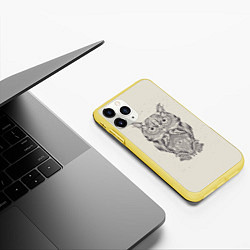 Чехол iPhone 11 Pro матовый Умная сова, цвет: 3D-желтый — фото 2
