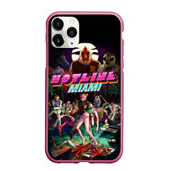 Чехол iPhone 11 Pro матовый Hotline Miami, цвет: 3D-малиновый