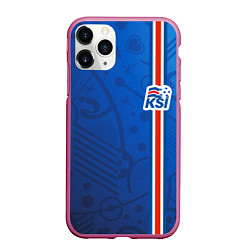 Чехол iPhone 11 Pro матовый Сборная Исландии по футболу, цвет: 3D-малиновый