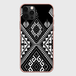 Чехол для iPhone 12 Pro Max Индейские мотивы, цвет: 3D-светло-розовый