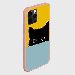 Чехол для iPhone 12 Pro Max Черная кошка, цвет: 3D-светло-розовый — фото 2
