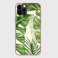 Чехол для iPhone 12 Pro Max Тропический папоротник, цвет: 3D-светло-розовый