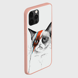 Чехол для iPhone 12 Pro Max David Bowie: Grumpy cat, цвет: 3D-светло-розовый — фото 2