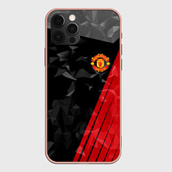 Чехол для iPhone 12 Pro Max FC Manchester United: Abstract, цвет: 3D-светло-розовый