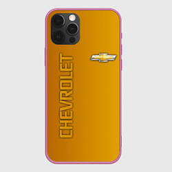 Чехол для iPhone 12 Pro Max Chevrolet желтый градиент, цвет: 3D-малиновый