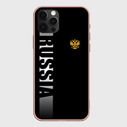 Чехол для iPhone 12 Pro Max Russia: Black Line, цвет: 3D-светло-розовый