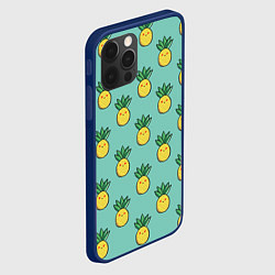 Чехол для iPhone 12 Pro Max Веселые ананасы, цвет: 3D-тёмно-синий — фото 2