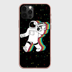 Чехол для iPhone 12 Pro Max Космонавт с магнитофоном, цвет: 3D-светло-розовый