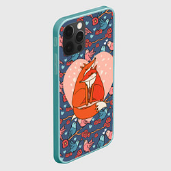 Чехол для iPhone 12 Pro Max Влюбленные лисички, цвет: 3D-мятный — фото 2