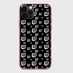 Чехол для iPhone 12 Pro Max Twitch: Black Pattern, цвет: 3D-светло-розовый