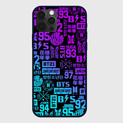 Чехол для iPhone 12 Pro Max BTS Logos, цвет: 3D-черный