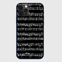 Чехол для iPhone 12 Pro Max Ноты - белые на черном, цвет: 3D-черный