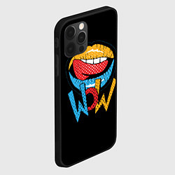 Чехол для iPhone 12 Pro Max Wow - lips with tongue, цвет: 3D-черный — фото 2