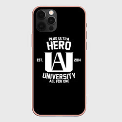 Чехол для iPhone 12 Pro Max My Hero Academia белый лого, цвет: 3D-светло-розовый