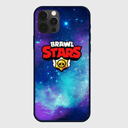 Чехол для iPhone 12 Pro Max BRAWL STARS лого в космосе, цвет: 3D-черный