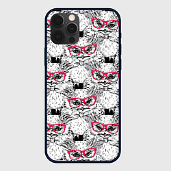 Чехол для iPhone 12 Pro Max Совы в очках, цвет: 3D-черный