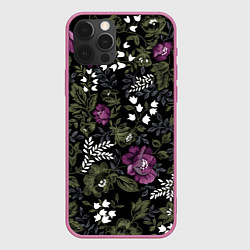 Чехол для iPhone 12 Pro Max Цветы, цвет: 3D-малиновый