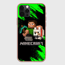 Чехол для iPhone 12 Pro Max MINECRAFT, цвет: 3D-светло-розовый