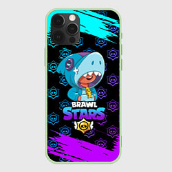 Чехол для iPhone 12 Pro Max Brawl stars leon shark, цвет: 3D-салатовый