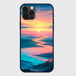 Чехол для iPhone 12 Pro Max Извилистая река закат природа, цвет: 3D-черный