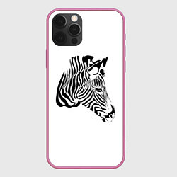 Чехол для iPhone 12 Pro Max Zebra, цвет: 3D-малиновый