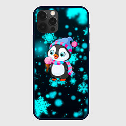 Чехол для iPhone 12 Pro Max Новогодний пингвин, цвет: 3D-черный