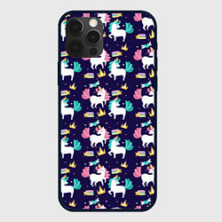 Чехол для iPhone 12 Pro Max Unicorn pattern, цвет: 3D-черный