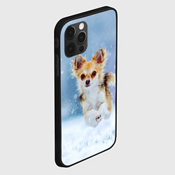 Чехол для iPhone 12 Pro Max Чихуахуа в снегу, цвет: 3D-черный — фото 2